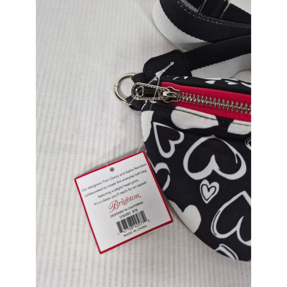 Brighton Endless Love Belt Bag Tom Clancy Heart Print Black White D30283 NEW - Picture 5 of 12